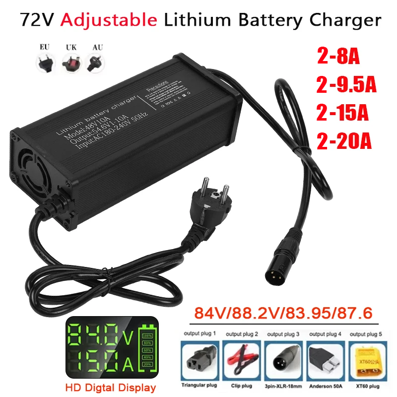 72V 15A Fast Charger - Pengisi Daya Baterai Lithium Arus Dapat